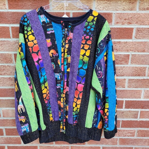 Vintage Custom Handmade Jacket Women's Size XL 90's Y2K Vibes African Animals - Picture 1 of 6